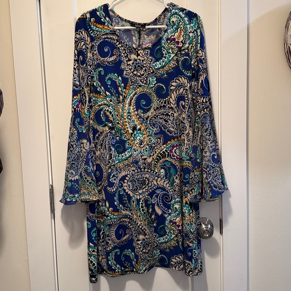 MSK Women's Paisley Print Dress with 3/4 Length Bell Sleeves size S - Picture 1 of 6